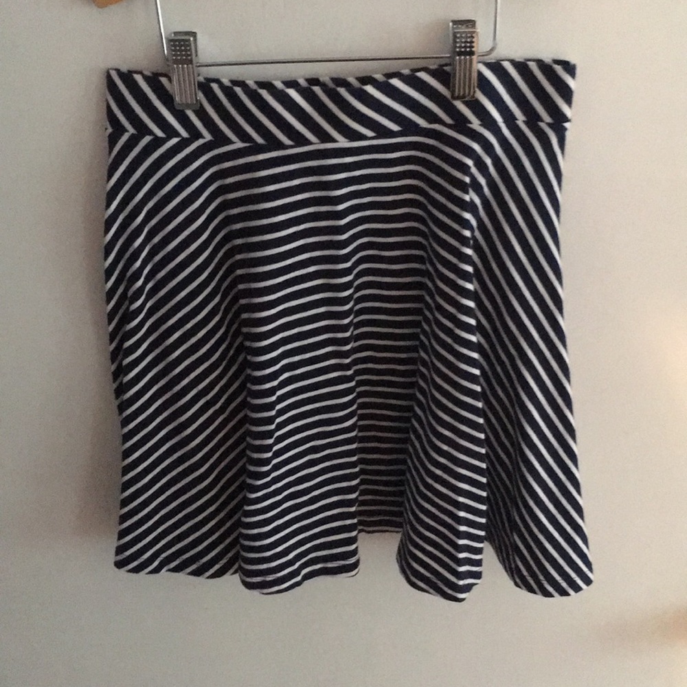 navy striped skater skirt